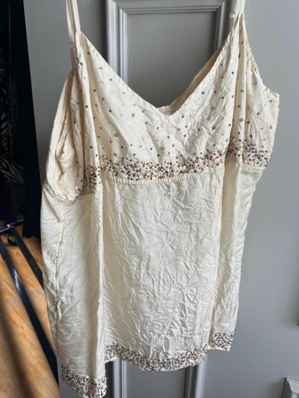Y2K Old Navy 100% Silk Sequin Cami Top XL